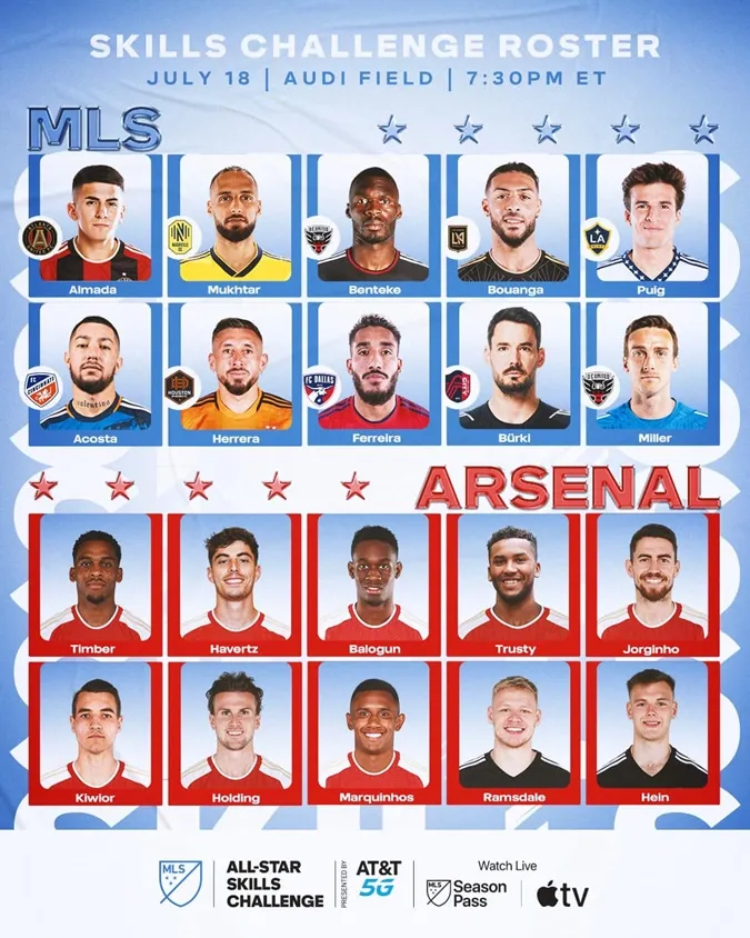 Trước khi trận đấu giữa MLS All-Stars và Arsenal diễn ra, hai đội sẽ có màn biểu diễn so tài kỹ thuật. Ảnh: Internet