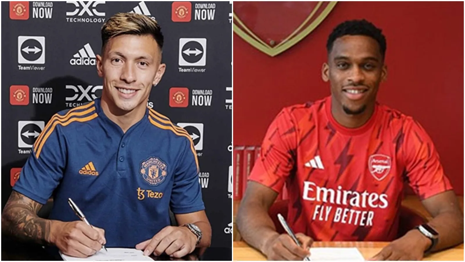 Mục tiêu của Arsenal là Martinez lại gia nhập MU, trong khi mục tiêu của MU là Timber giờ khoác áo Arsenal. Ảnh: Internet