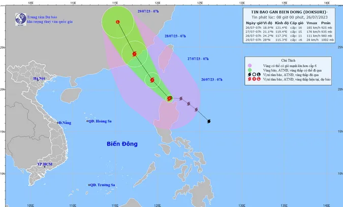 Bão Doksuri giật cấp 17, di chuyển hướng Tây Bắc 1