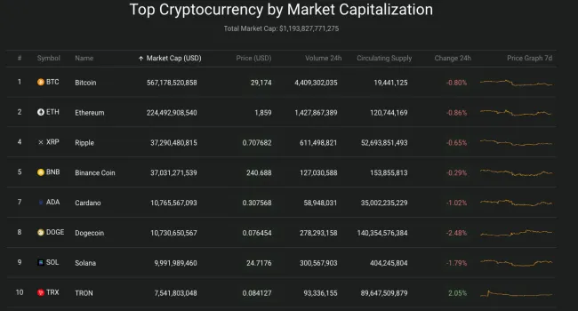 Giá Bitcoin hôm nay 28/7/2023: Giảm mạnh, nhuộm đỏ toàn sàn 2