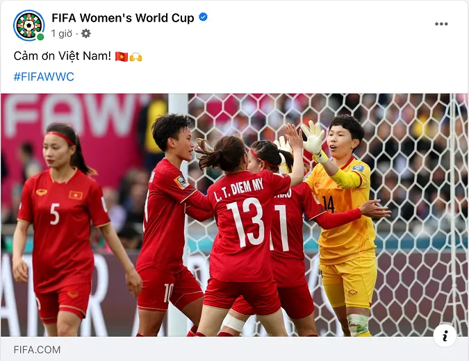 FIFA “cảm ơn” tuyển nữ Việt Nam sau trận cuối tại World Cup