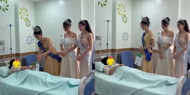Sự thật phía sau hình ảnh Top 3 Hoa hậu Thế giới Việt Nam đội vương miệng trao quà ở bệnh viện? 1