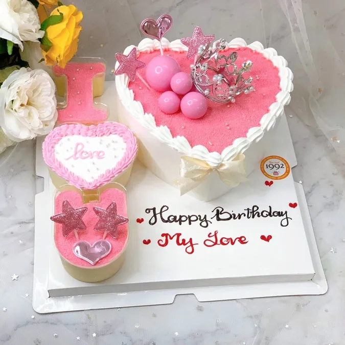 Bánh sinh nhật cho người yêu - Happy birthdya người ấm MS1310 - Bánh sinh  nhật bông lan trứng muối Tp. HCM