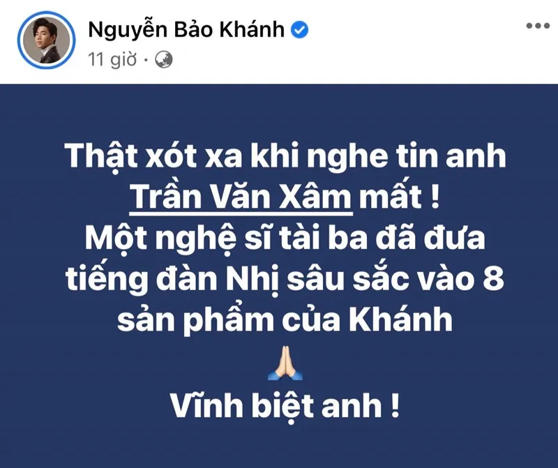 Nghệ sĩ đàn nhị Trần Văn Xâm qua đời ở tuổi 39 vì bạo bệnh, dàn sao Việt gửi lời tiếc thương 3