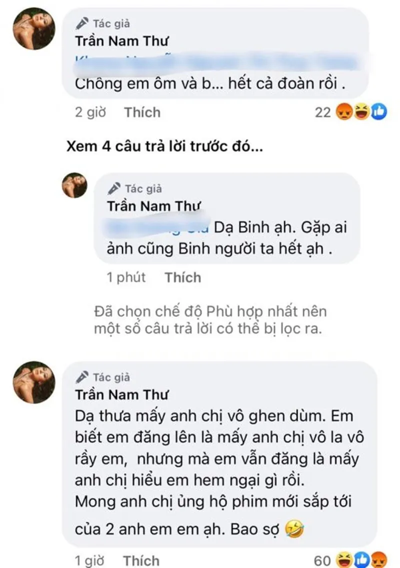 Nam Thư lên tiếng khi bị khán giả chỉ trích vì có hành động thân mật với Quang Tuấn 2