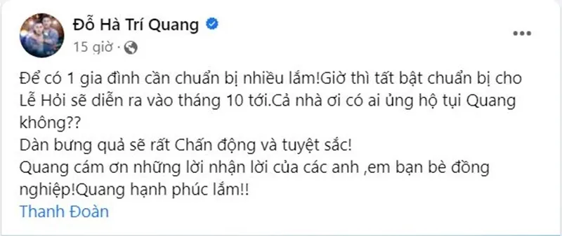 Diễn viên Hà Trí Quang làm đám hỏi với người yêu đồng giới Thanh Đoàn sau 6 năm bên nhau 1