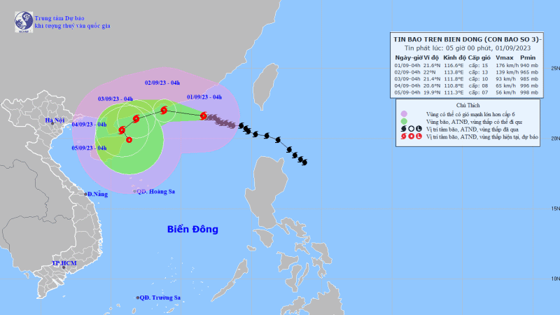 Bão số 3 giật trên cấp 17, di chuyển nhanh 1
