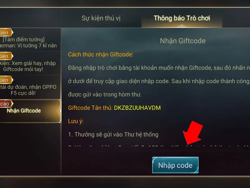 Cách nhập code, Giftcode Liên Quân Free 2023 mới nhất 4