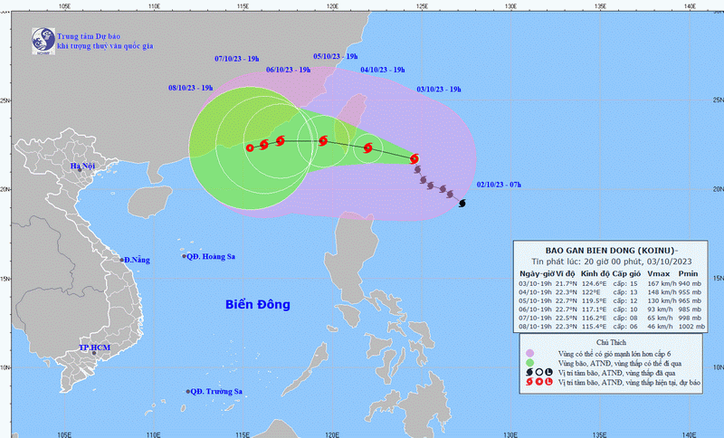 Bão Koinu giật trên cấp 17, di chuyển hướng về Đài Loan (Trung Quốc) 1