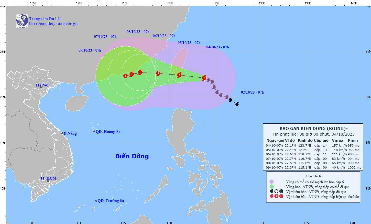 Bão Koinu đang cách Đài Loan (Trung Quốc) khoảng 300km 1