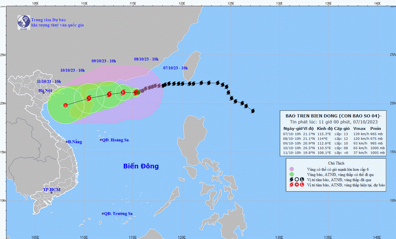 Bão số 4 di chuyển chậm theo hướng Tây 1
