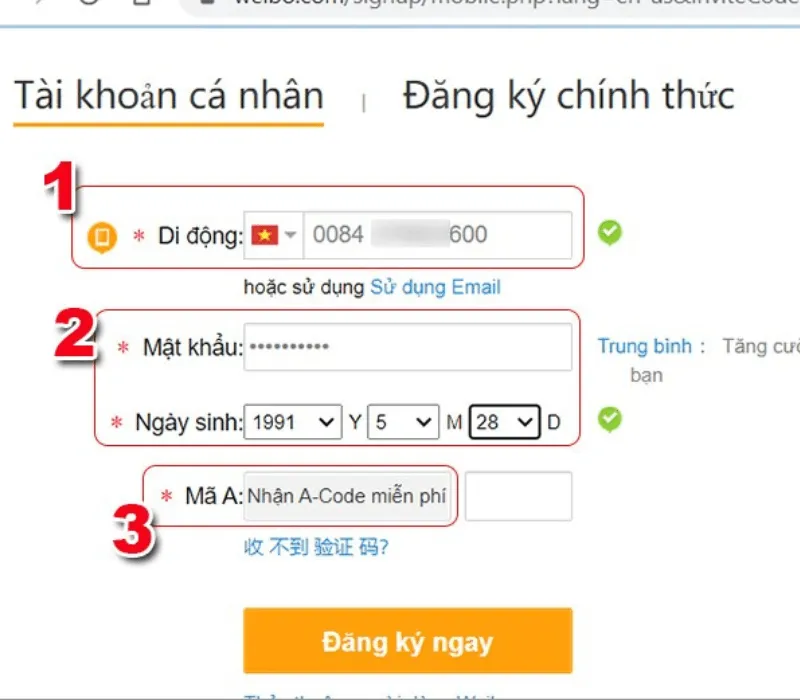 Chia sẻ cách đăng ký Weibo cho người mới 7