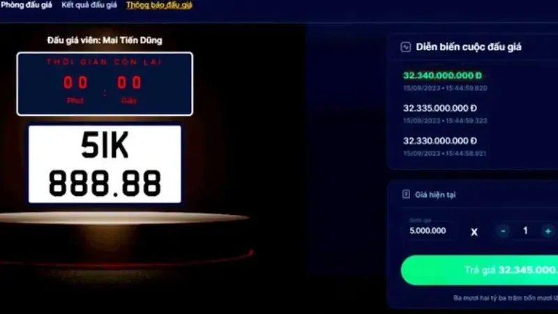 Biển số 51K-888.88 từng đạt giá 32 tỷ đồng được đấu giá lại 1