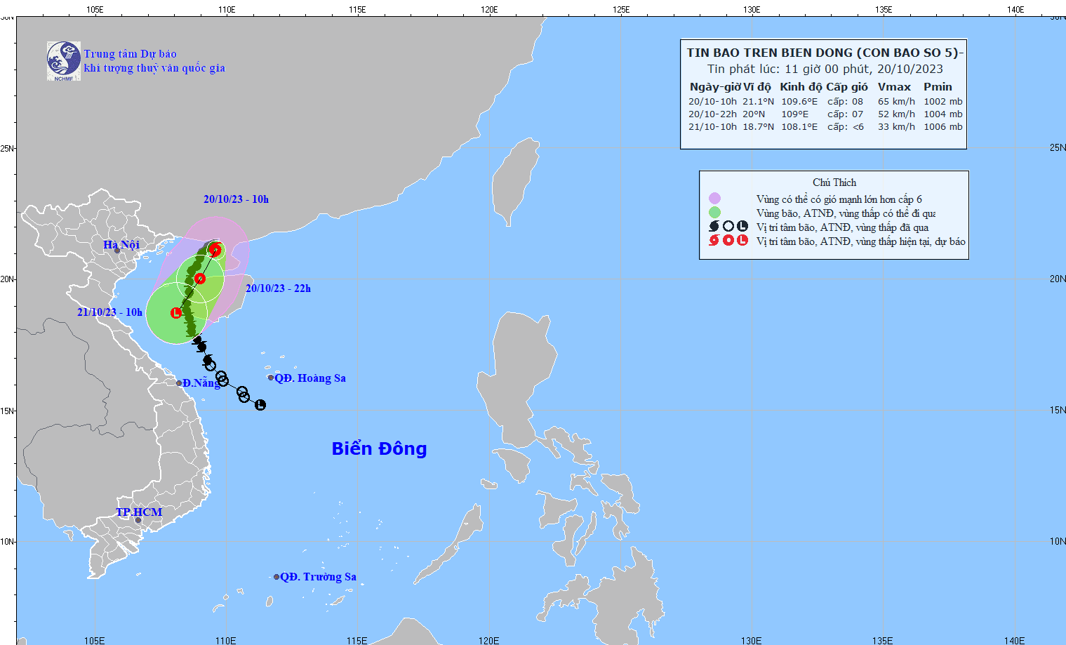 Bão số 5 đổi hướng, sẽ suy yếu từ chiều tối 1