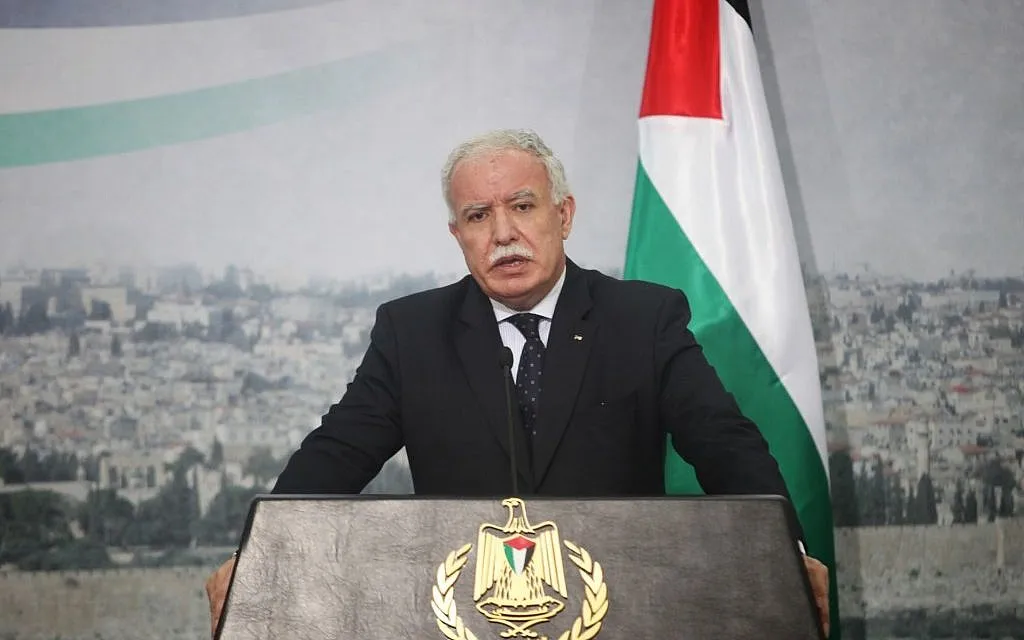 Ngoại trưởng Palestine Riyad al-Maliki - Ảnh: Times of Israel