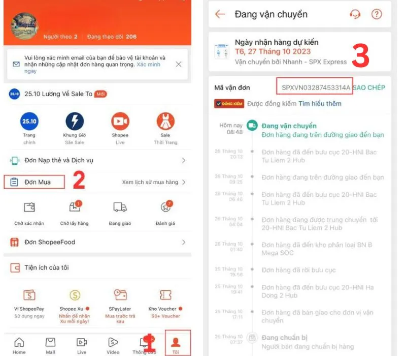 Hướng dẫn tra mã vận đơn Shopee Express chi tiết từ A - Z 3