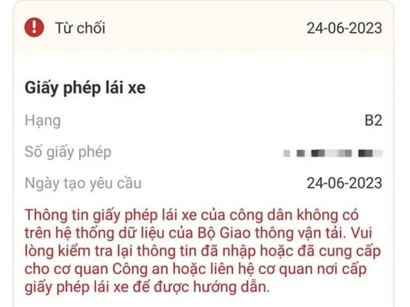 Cách khắc phục lỗi Không tích hợp được giấy phép lái xe vào VNeID 5