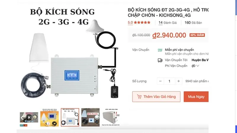 Một thiết bị kích sóng được bán trên các trang thương mại điện tử.