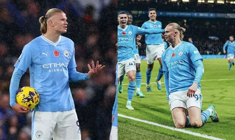 Erling Haaland trở thành cầu thủ của Man City ghi bàn nhiều nhất trong 1 năm dương lịch tại Ngoại hạng Anh - Ảnh: Internet