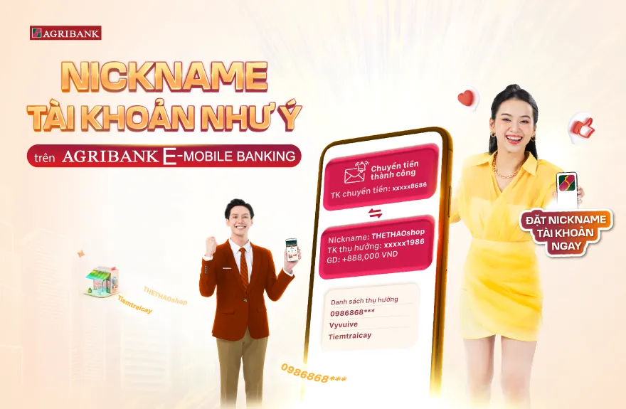 Agribank triển khai chức năng “Quản lý Nickname” trên ứng dụng Agribank E-Mobile Banking 1