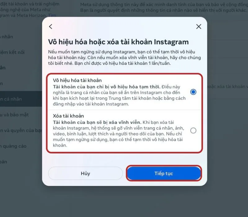 Cách khóa tài khoản Instagram, vô hiệu hóa trên điện thoại và máy tính 11