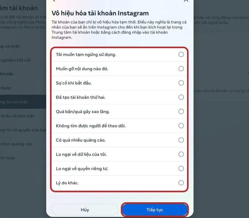 Cách khóa tài khoản Instagram, vô hiệu hóa trên điện thoại và máy tính 13