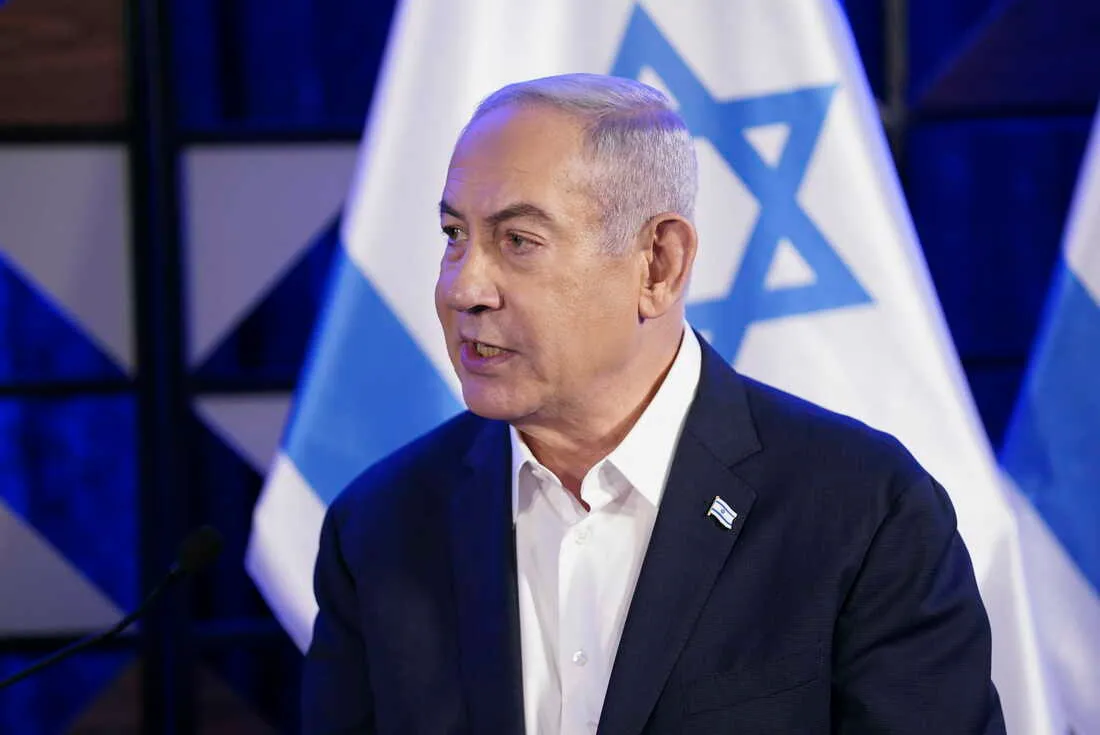 Thủ tướng Netanyahu trong cuộc họp - Ảnh: NPR