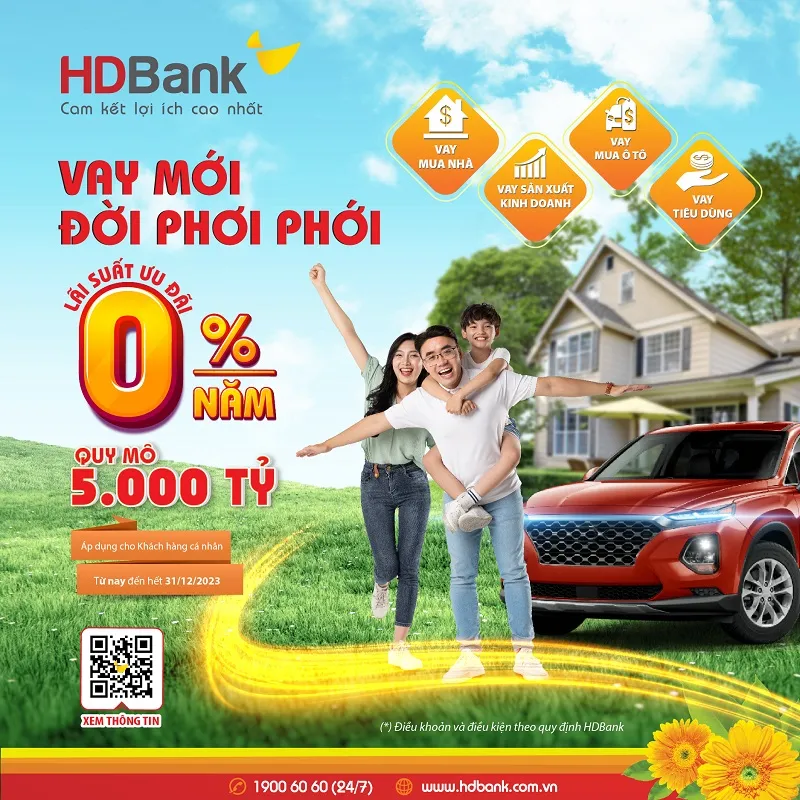 HDBank mở chương trình cho vay 10.000 tỷ đồng lãi suất ưu đãi 0% 2