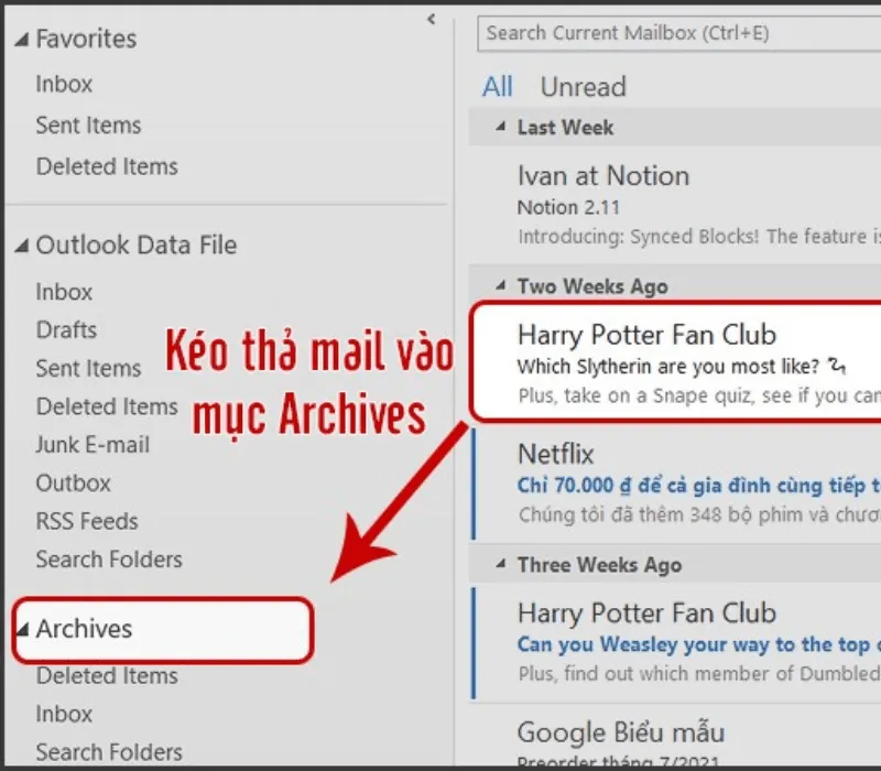 Những cách Archive mail trong Outlook đơn giản, chi tiết 3