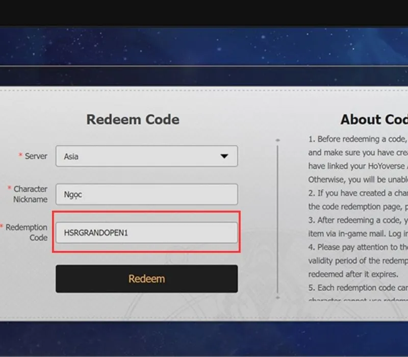 Cách nhập code Honkai Star Rail đơn giản và mới nhất 2024 7