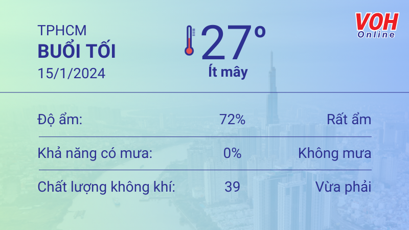 Thời tiết TPHCM 14/1 - 15/1: Buổi sáng dịu mát, buổi chiều tăng nhiệt 6