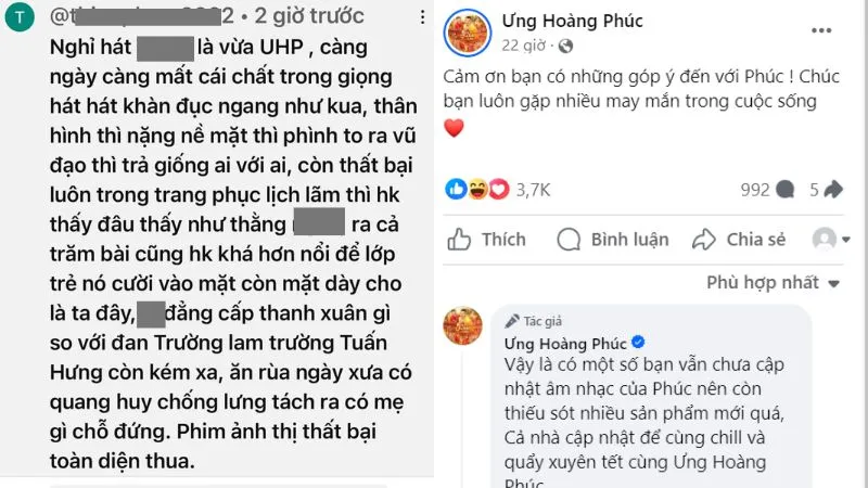 Ưng Hoàng Phúc phản ứng ra sao khi bị nói :Nghỉ hát là vừa, ngày càng mất chất 1