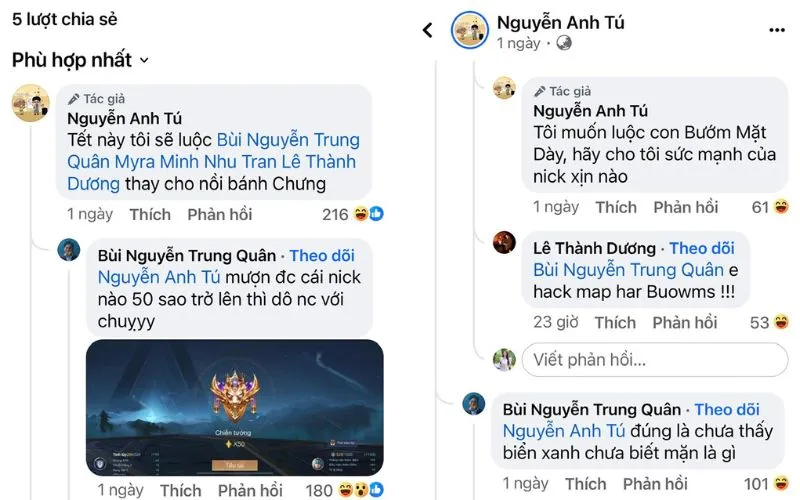 Anh Tú đòi dập Trung Quân, Quân khè acc chiến tướng 50 sao, Tú phải phải đi mượn acc khắp nơi 2