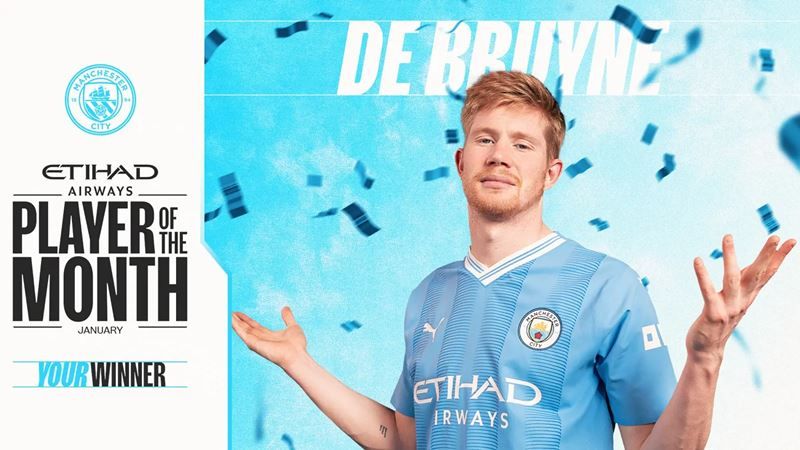 De Bruyne không mất qua nhiều thời gian để giành giải cầu thủ hay nhất tháng - Ảnh: Man City 