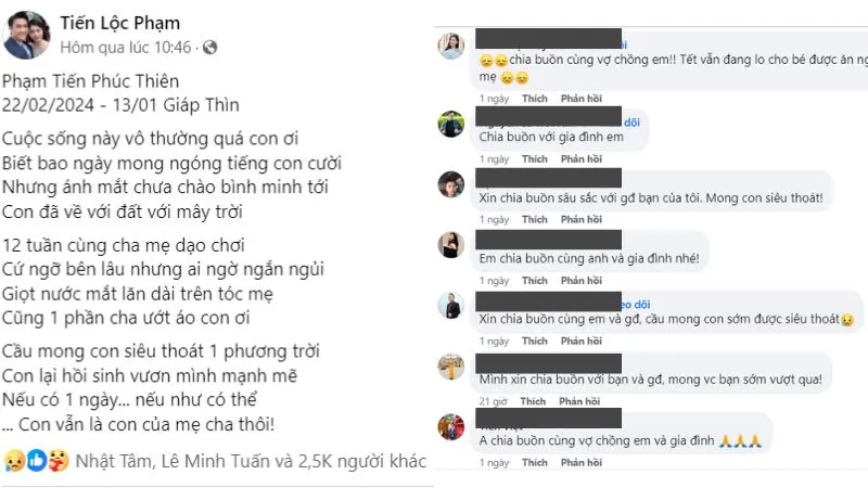 Cộng đồng mạng xót xa trước tin diễn viên Tiến Lộc mất con 1