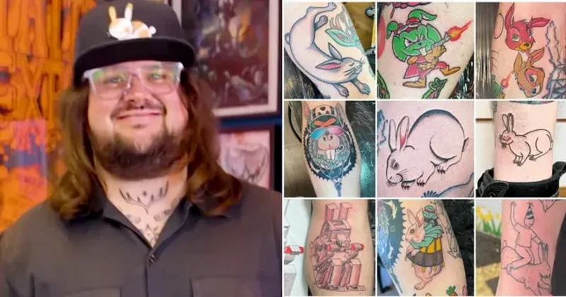 Người đàn ông lập kỷ lục với 69 hình xăm con thỏ trên cơ thể 1