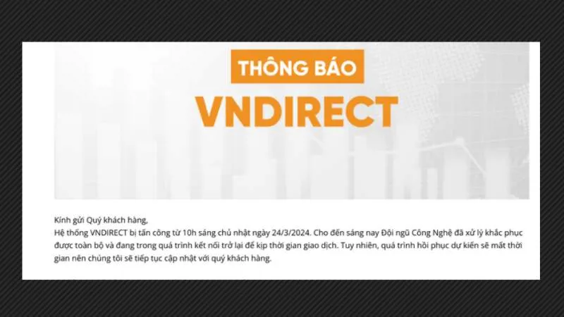 Công an vào cuộc vụ hệ thống của Chứng khoán VNDirect bị tấn công 1