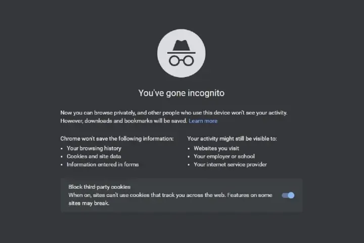 Google Incognito: Dữ liệu truy cập 