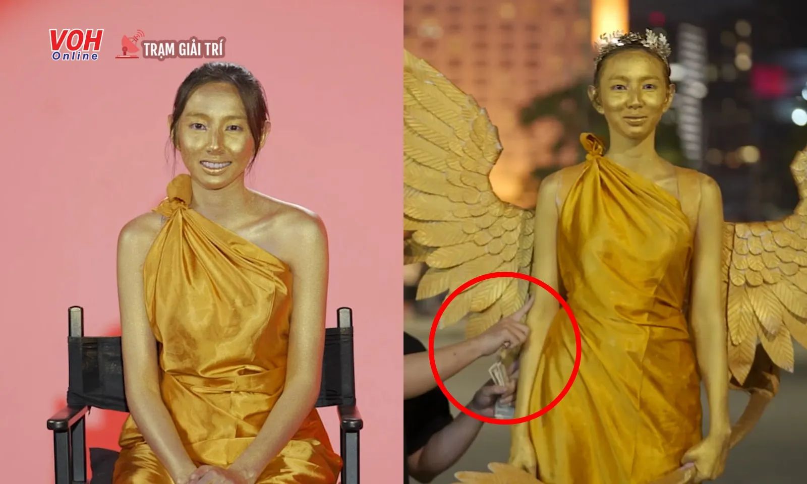 Hoa hậu Thùy Tiên bị “động chạm” khi thử sức làm nhân tượng