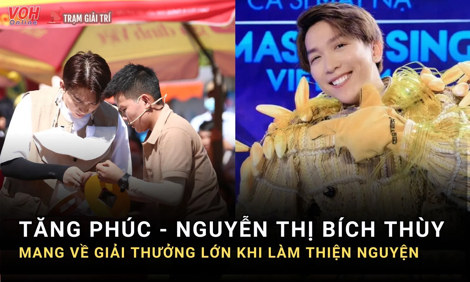 Tăng Phúc và cầu thủ Nguyễn Thị Bích Thùy mang về giải thưởng lớn cho các em nhỏ