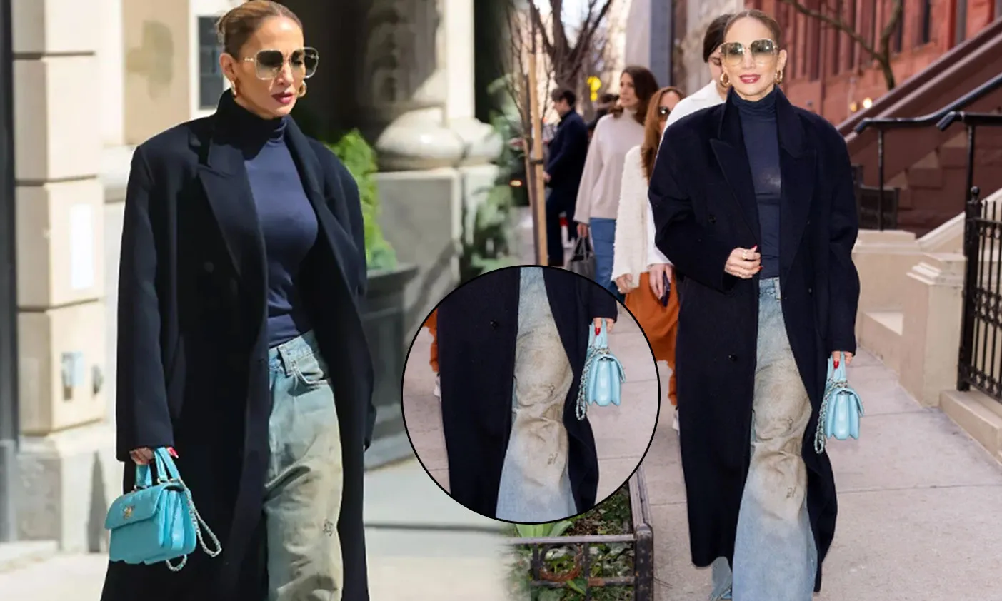 Jennifer Lopez chơi mốt quần jean “bẩn” xuống phố New York