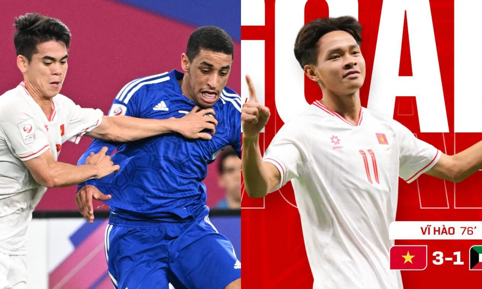 Kết quả U23 Việt Nam 3-1 U23 Kuwait: Vĩ Hào toả sáng mang về chiến thắng