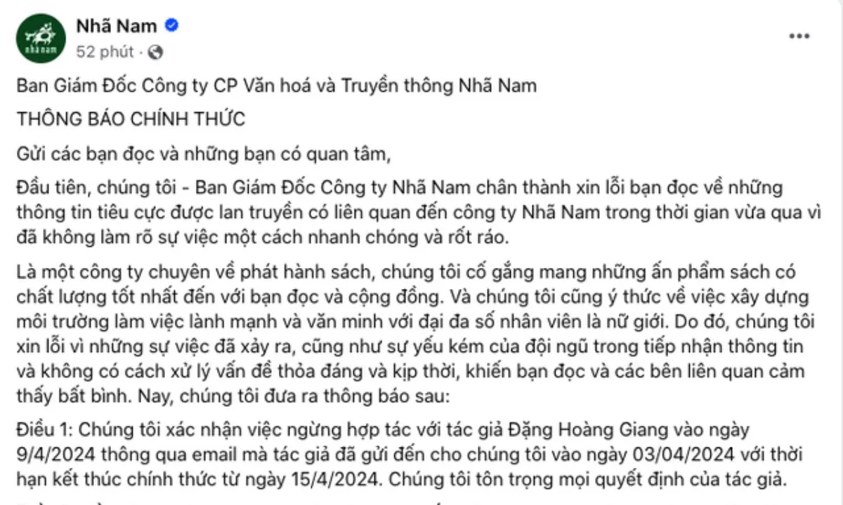 Tổng giám đốc Nhã Nam tạm thời dừng công việc sau cáo buộc quấy rối
