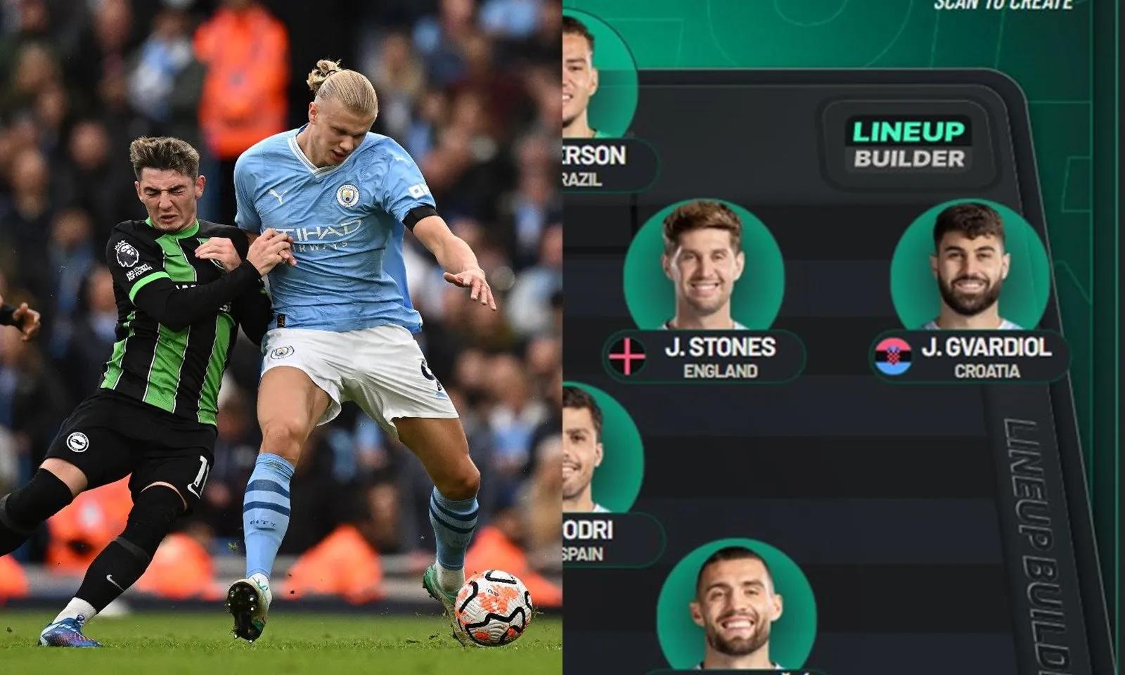 Đội hình dự kiến Brighton vs Man City: Haaland tiếp tục vắng mặt | Pep  đau đầu vì Rodri và Silva