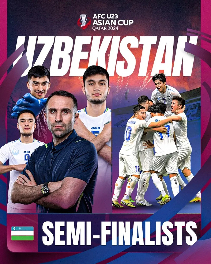U23 Uzbekistan sẽ gặp U23 Indonesia tại Bán kết - Ảnh: internet