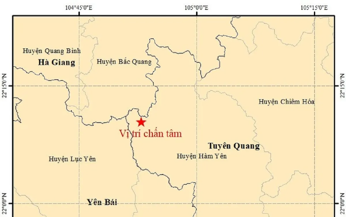 Tuyên Quang: Động đất có độ lớn 4.0