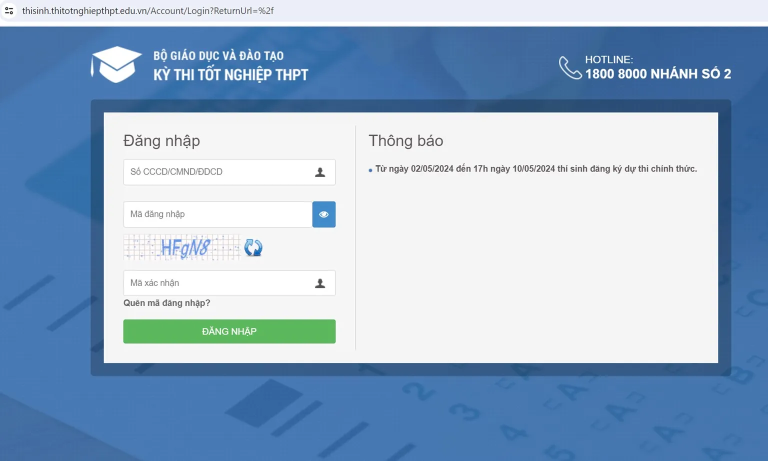 Công bố tổng đài hỗ trợ thí sinh đăng ký dự thi tốt nghiệp THPT