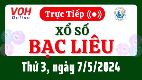XSBL 7/5 - Kết quả xổ số Bạc Liêu hôm nay thứ 3 ngày 7/5/2024