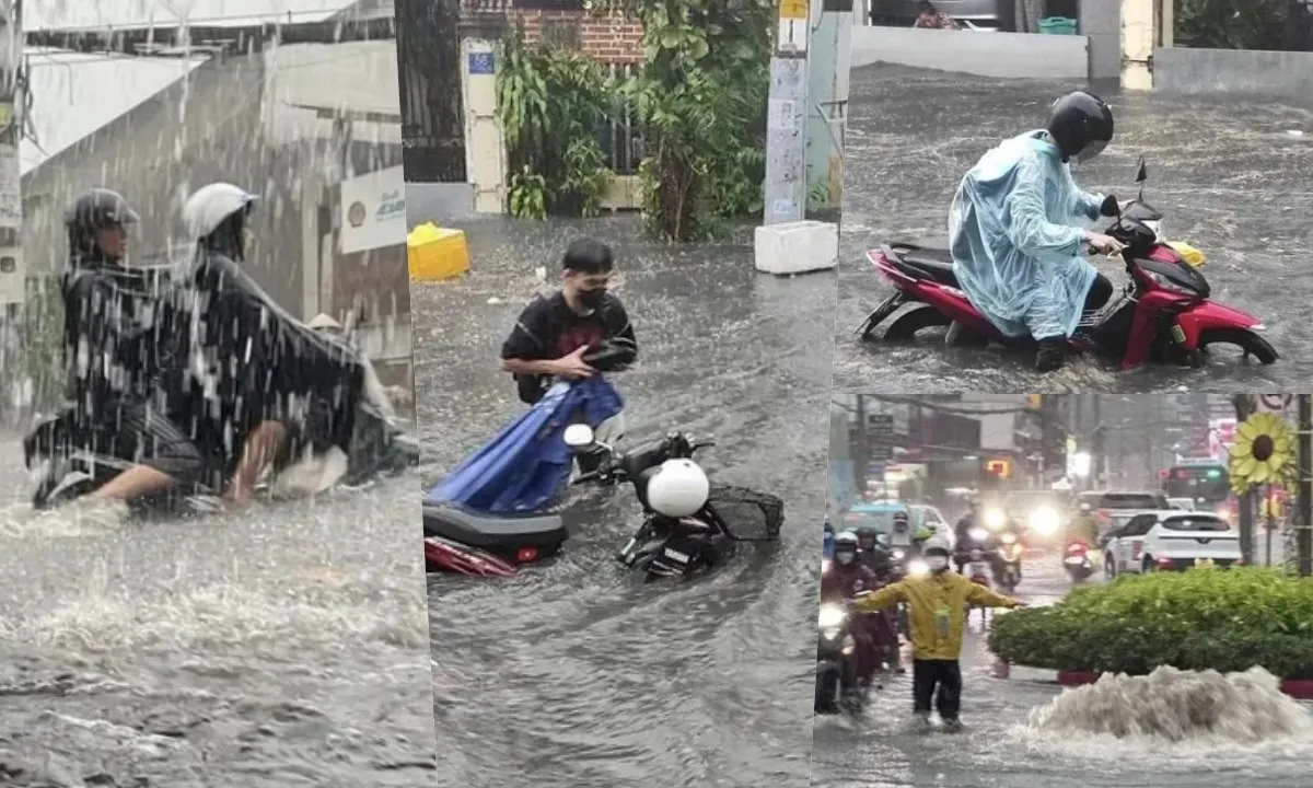 TPHCM: Mưa lớn khiến nhiều tuyến đường ngập sâu