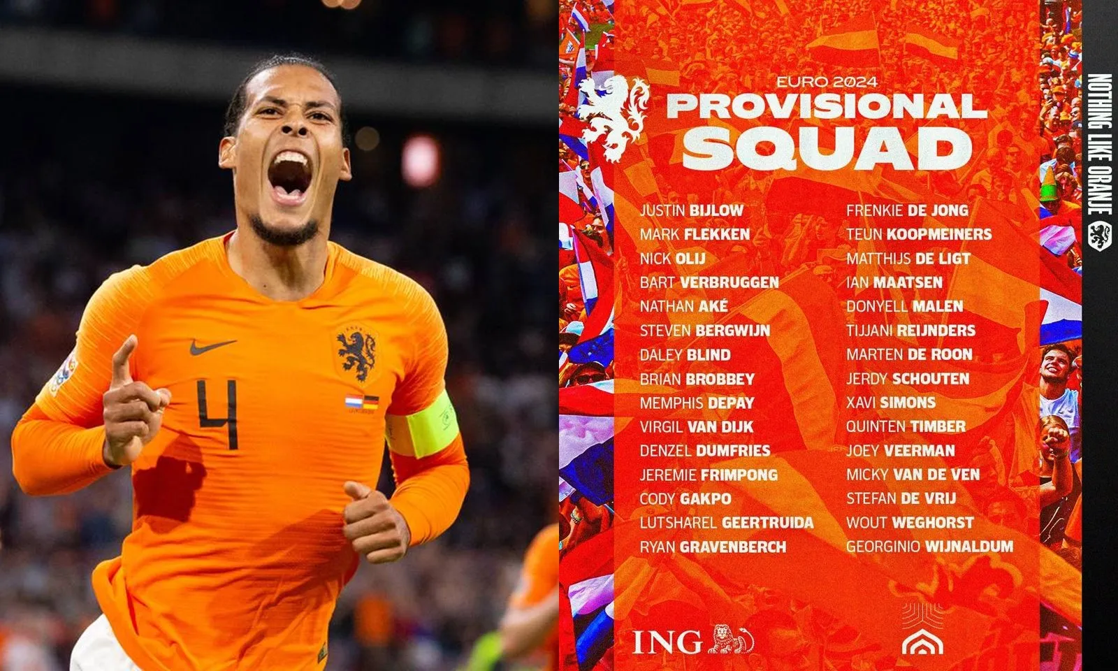 Đội tuyển Hà Lan công bố danh sách dự EURO 2024: “Hòn đá tảng” Van Dijk | Dấu hỏi lớn mang tên Zirkz